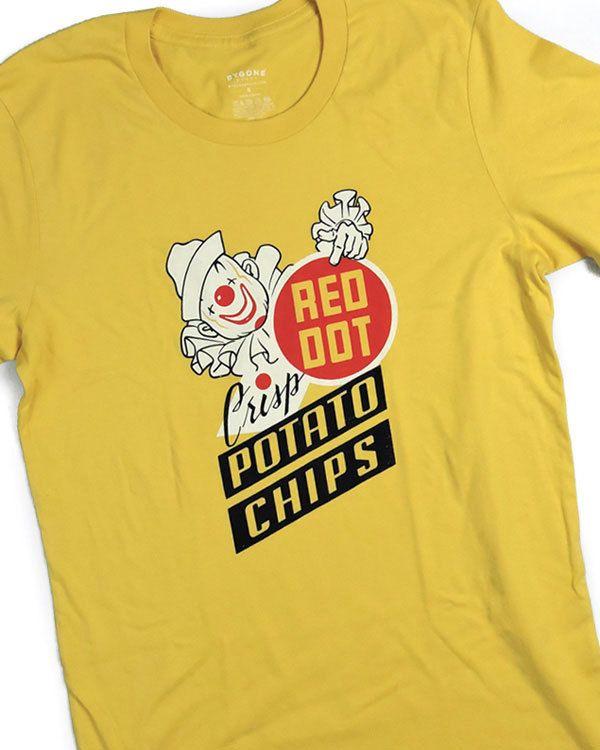 Yellow and Red Chips Logo - Red Dot Potato Chips T-shirt - Bygone Brand