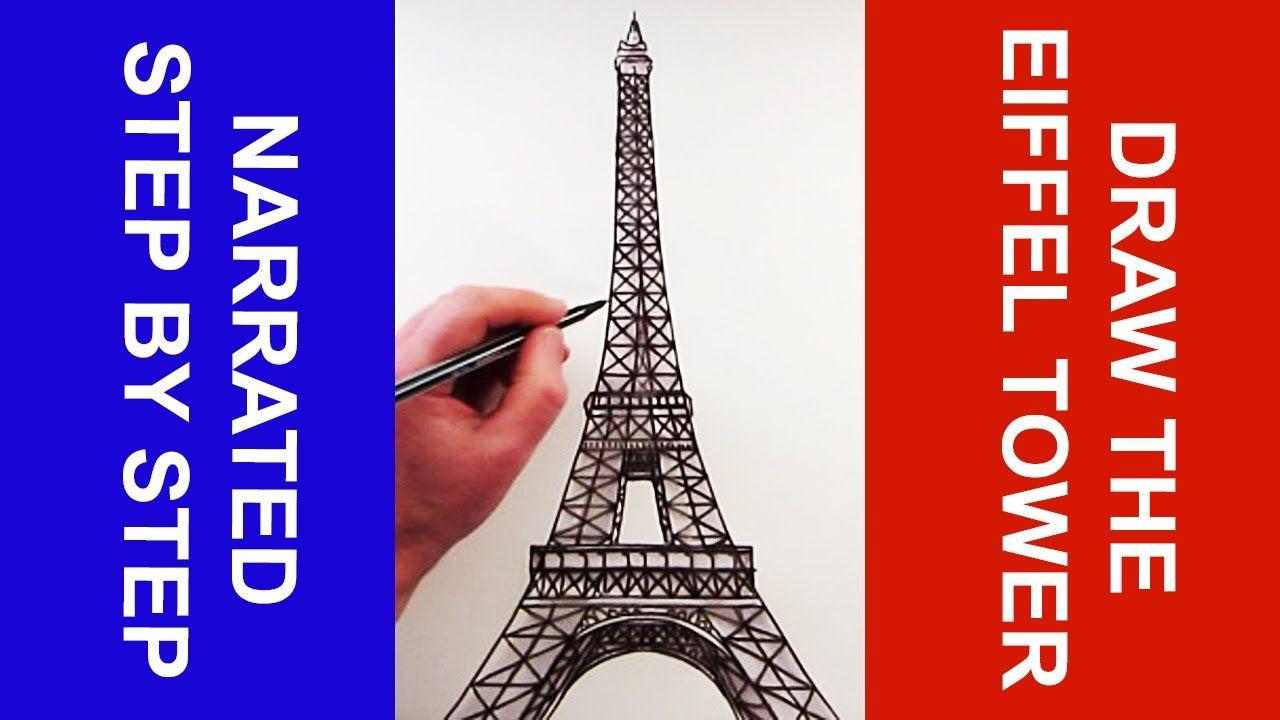 Ifal Tower with Red and Blue Circle Logo - How to Draw The Eiffel Tower: Narrated Step by Step - YouTube