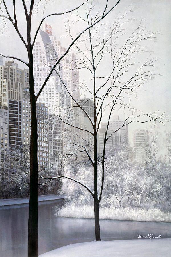 Diane Vertical Logo - Central Park Vertical Painting by Diane Romanello