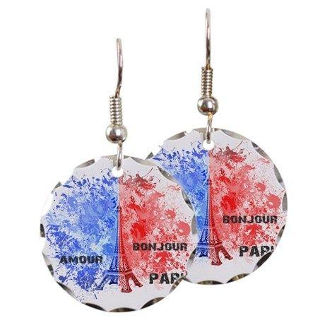 Ifal Tower with Red and Blue Circle Logo - Eiffel Tower Red White Blue P Earring by Admin_CP129519821