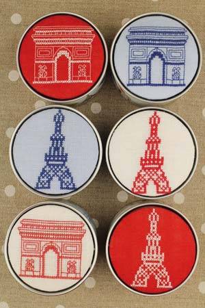Ifal Tower with Red and Blue Circle Logo - Blue Eiffel Tower box to embroider