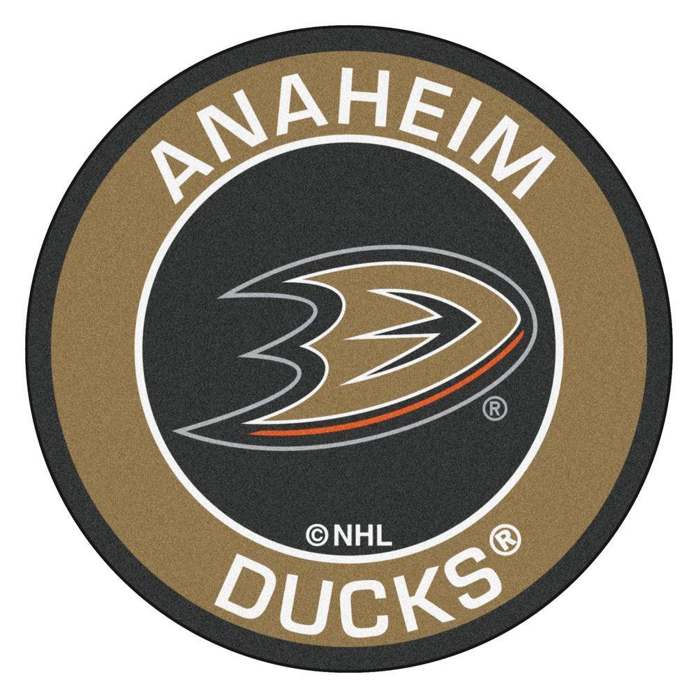 Anaheim Ducks Logo - FANMATS NHL Anaheim Ducks Gold 2 ft. x 2 ft. Round Area Rug-18862 ...