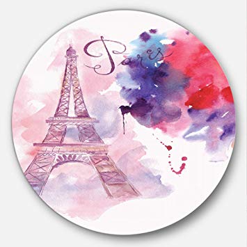 Ifal Tower with Red and Blue Circle Logo - Designart MT7350 C11 Eiffel Tower In Cloud Of Colors