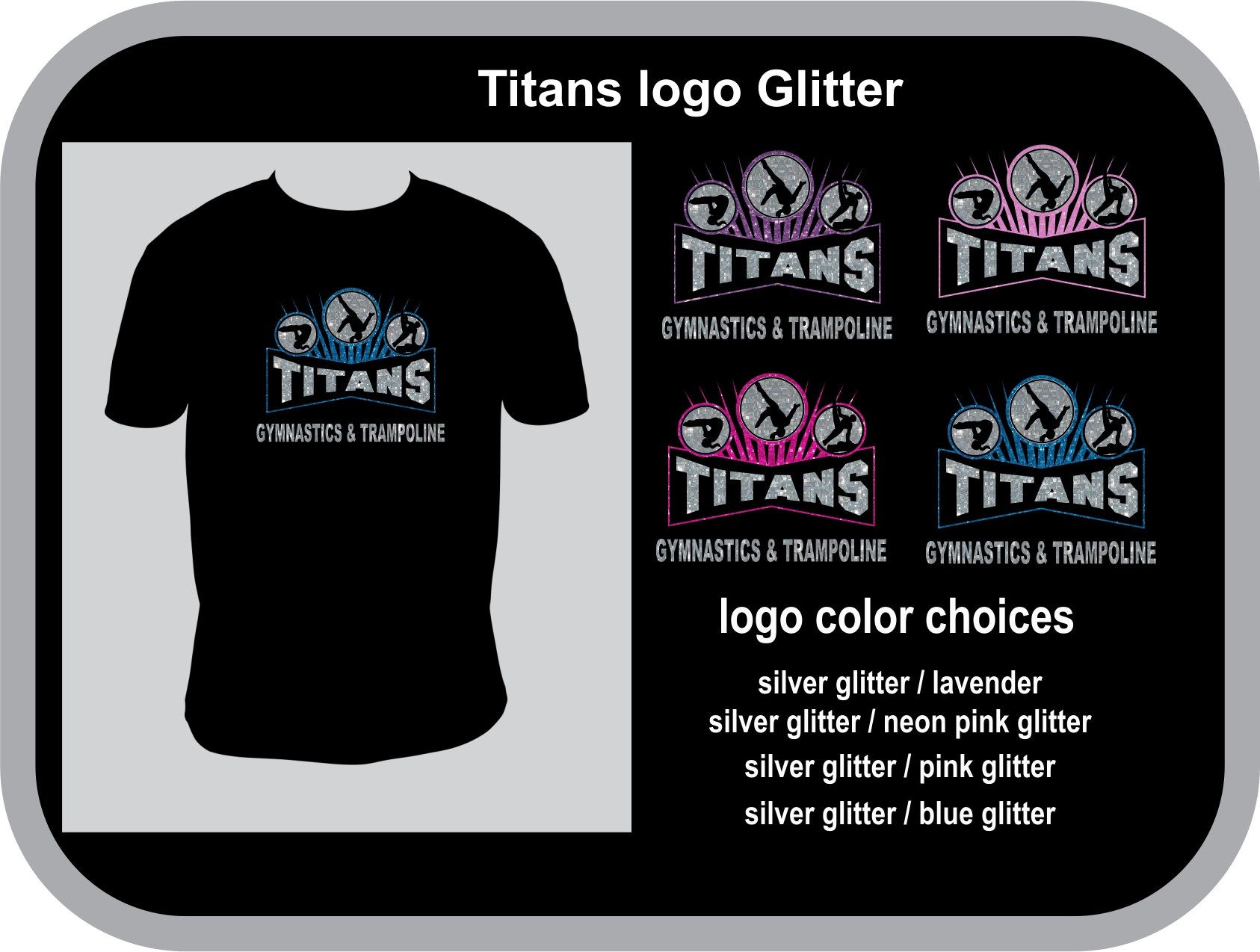 Silver Glitter Logo - Titans Logo (Glitter) T-Shirt (150) – Titans Gymnastics