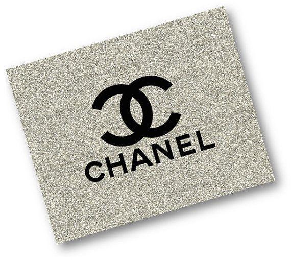 Silver Glitter Logo - Silver Chanel Glitter Logo Art inspired with a bling picture decor