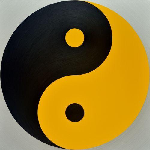 Black and Yellow Yin Yang Logo - Wenlan Hu Frost - Black and Yellow Yin Yang on Silver No.1 | Yin Yang