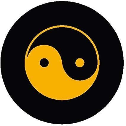Black and Yellow Yin Yang Logo - Custom Grafix Yin Yang Tire Cover Yellow Logo on Black