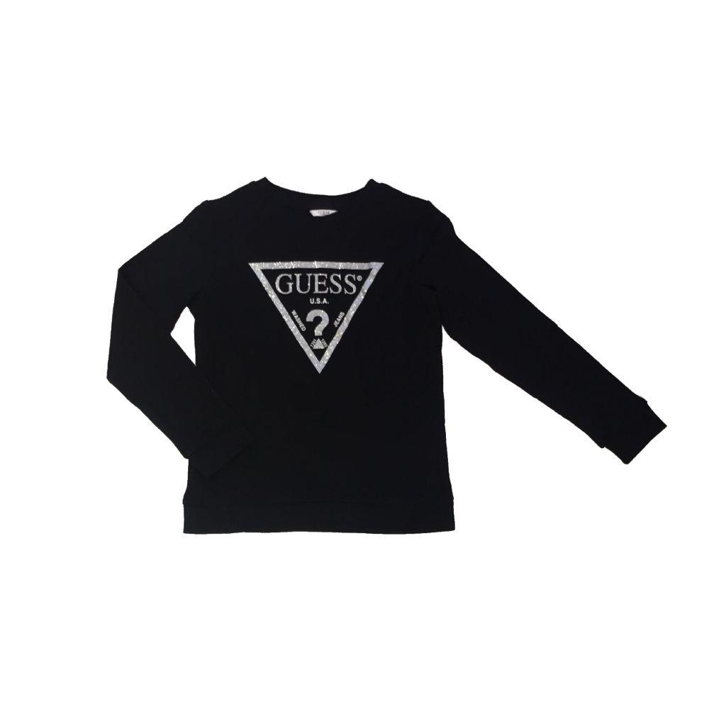 Silver Glitter Logo - Buy our Guess Black Long Sleeved Top with Silver Glitter Logo K5WK0 ...