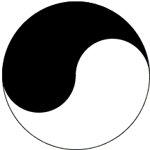 Black and Yellow Yin Yang Logo - Bisection of Yin and Yang