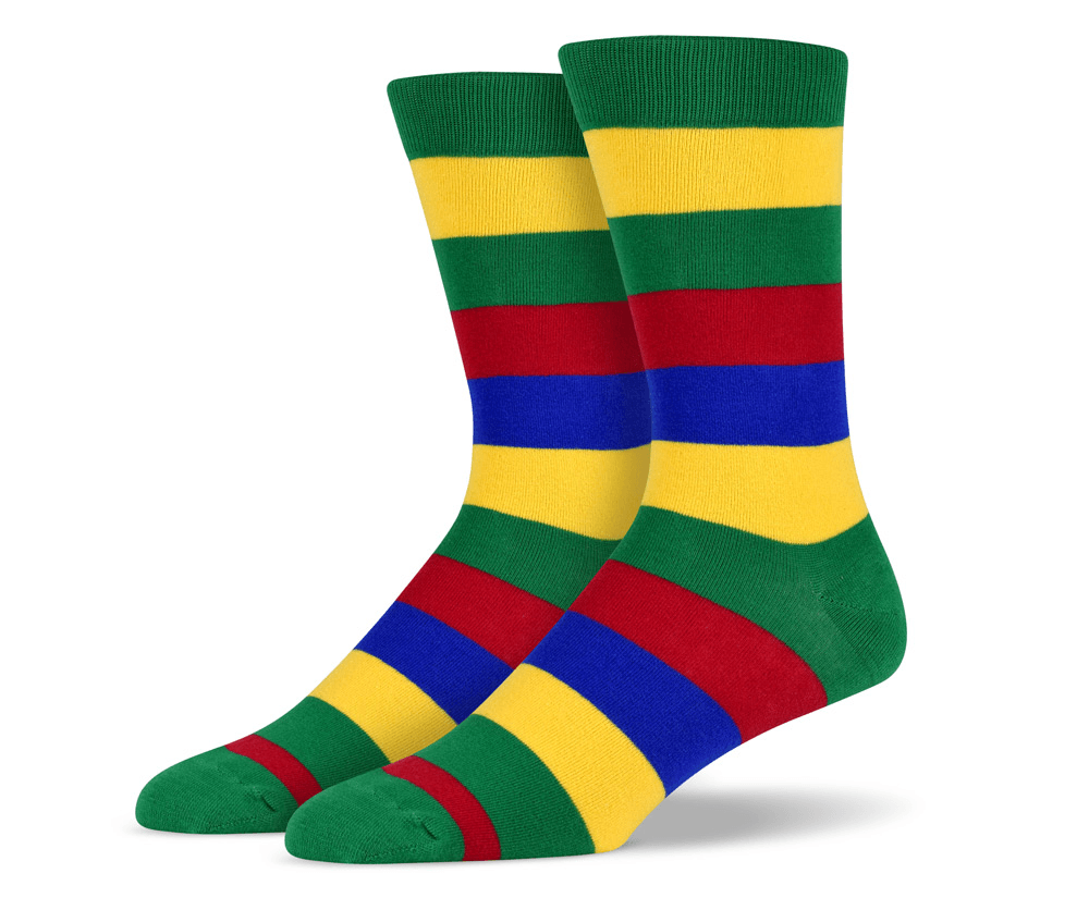 Red and Blue and Yellow Logo - Green Yellow Red Blue Thick Stripes Socks | Soxy.com