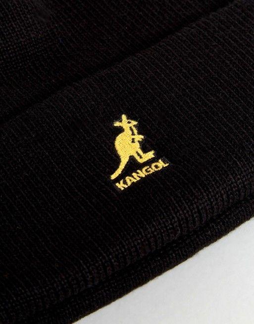 Kangol Logo - Kangol | Kangol Logo Ribbed Beanie Hat in Black
