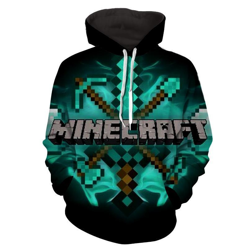 Cool Minecraft Logo - Minecraft 8Bit Game Logo Diamond Tools Cool Hoodie – Game Geek Shop