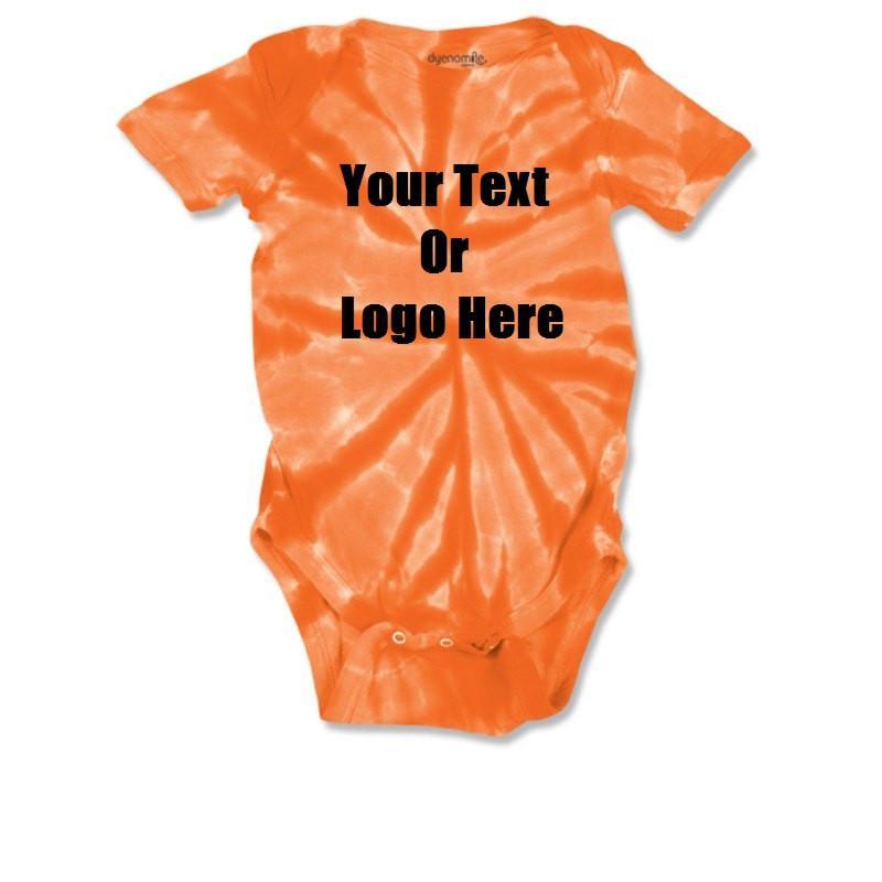 Baby DG Logo - Custom Personalized Baby Tie Dye Infant Body Suit Creeper, Romper