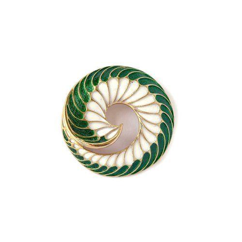 Green and White Swirl Logo - green and white enamel swirl pin — elle-même