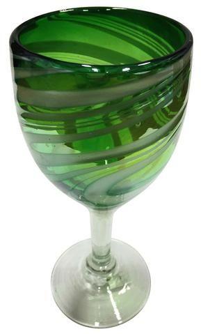 Green and White Swirl Logo - Wine Glass – Green with White Swirl – Silver Stetson Gallery