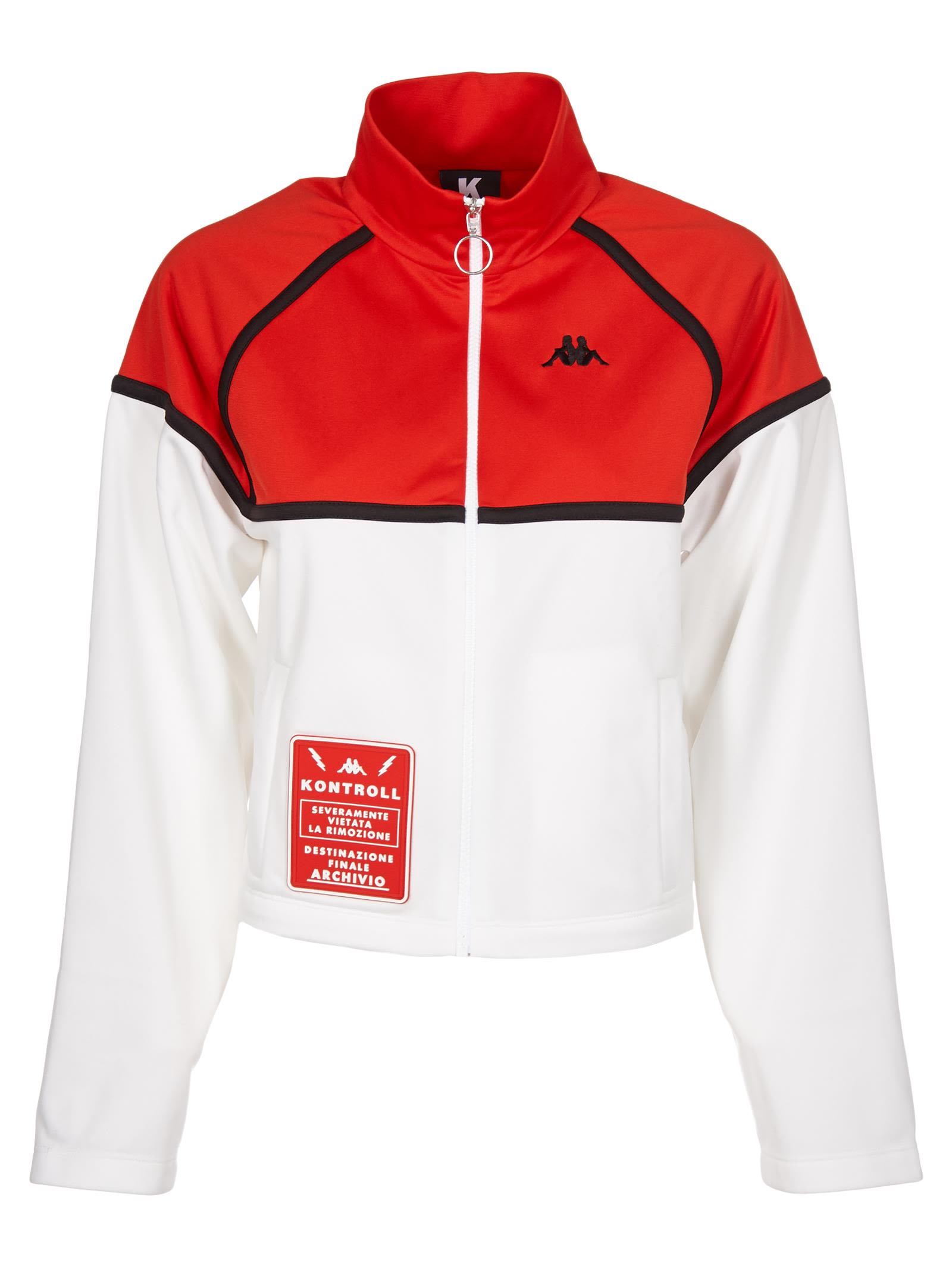 Red and White Kappa Logo - Kappa Zip-Up Jacket In White/Red | ModeSens