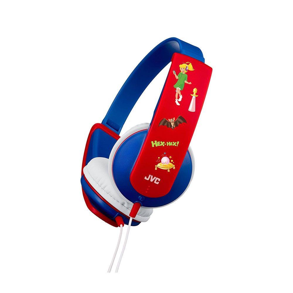 Blue and Red W Logo - JVC Tinyphones Headphones For Children Kids HA KD5 Blue & Red