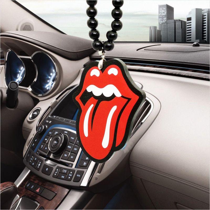 Car Interior Logo - Car Pendant Acrylic Rolling Stones Big Tongue Rock Funny Logo