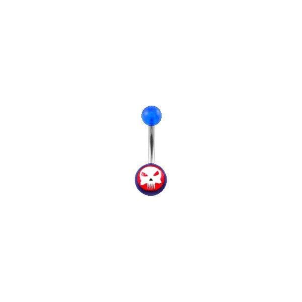 Red and Blue Bar Logo - Transparent Dark Blue Acrylic Belly Bar Navel Button Ring w/ The ...