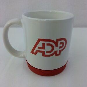 White and Red ADP Logo - ADP Coffee Tea Mug Cup Ceramic White Red Removable Rubber Bottom ...