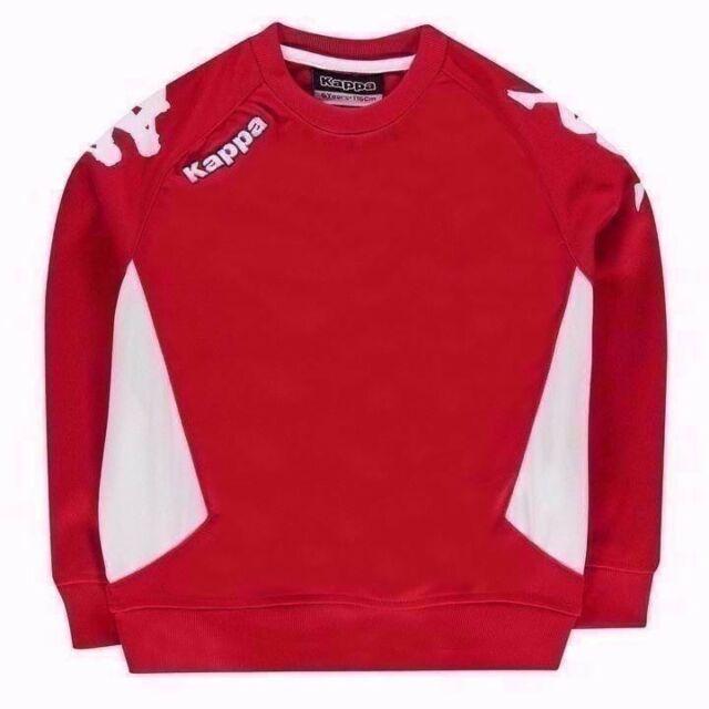 Red and White Kappa Logo - Junior Boys Branded Kappa Printed Logo Cremone Sweater Crew Top Size