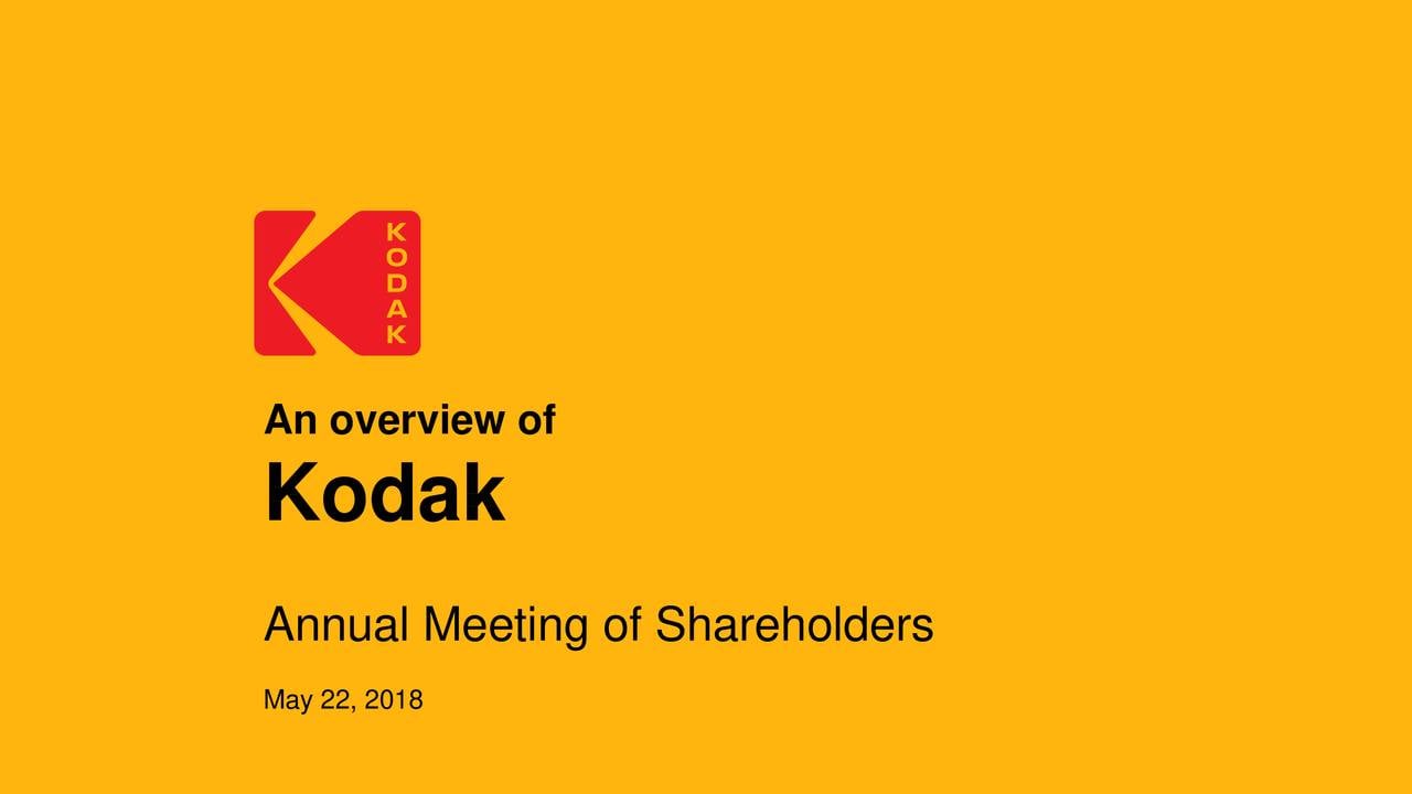 Eastman Kodak Logo - Eastman Kodak (KODK) Investor Presentation