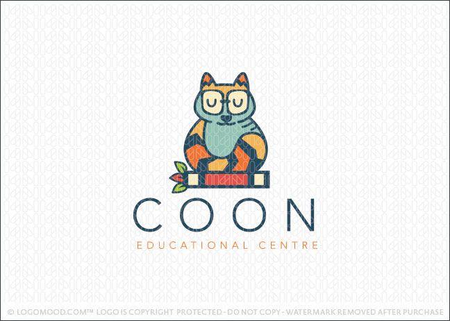 Cute Animal Logo - Readymade Logos Raccoon Nerd Learning