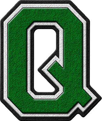 Green Q Logo - Presentation Alphabets: Green Varsity Letter Q
