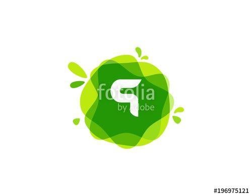 Green Q Logo - Letter Q logo at green watercolor splash background. green nature