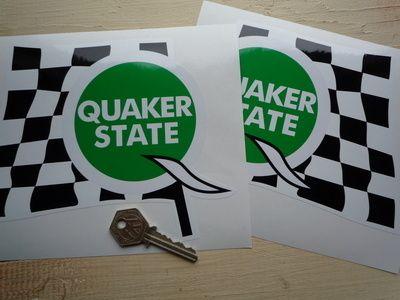 Green Q Logo - Quaker State Green 'Q' Chequered Flag Stickers. 7 Pair