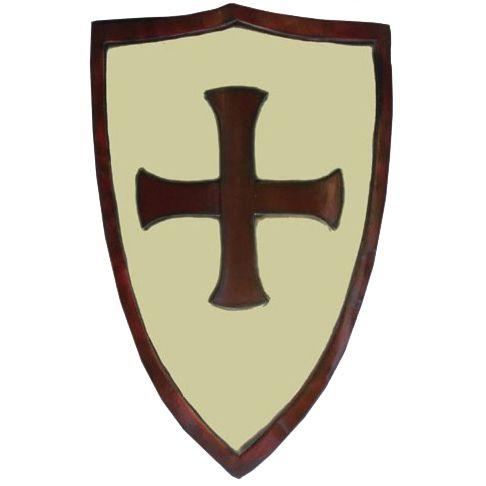 Red Shield White Cross Logo - LARP Crusaders Shield - White and Red 403028 - LARP Shields
