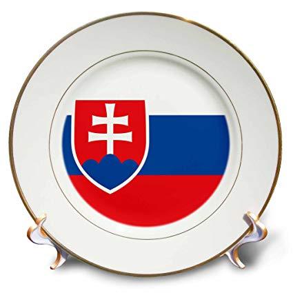 Red Shield White Cross Logo - 3DRose cp_158429_1 Flag of Slovakia Slovak White Blue Red Stripes