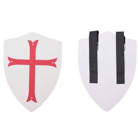 Red Shield White Cross Logo - Hero's Edge Foam Shield, White with Red Cross, 24