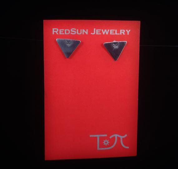 Red Sun TT Logo - Sterling Silver Post Earrings