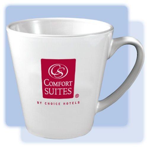 Comfort Suites Logo - 12-ounce, white, latte ceramic mug with 1-color Comfort Suites logo ...