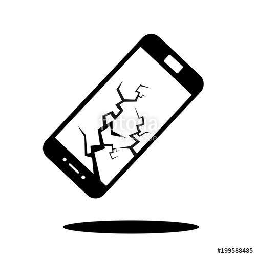 Cracked Phone Logo - Cell phone and smartphone is dropping on the ground. Screen and ...