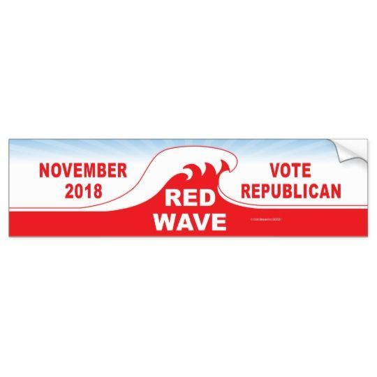 Red Wave Logo - VOTE REPUBLICAN! NOVEMBER RED WAVE 2018 TSUNAMI BUMPER STICKER ...