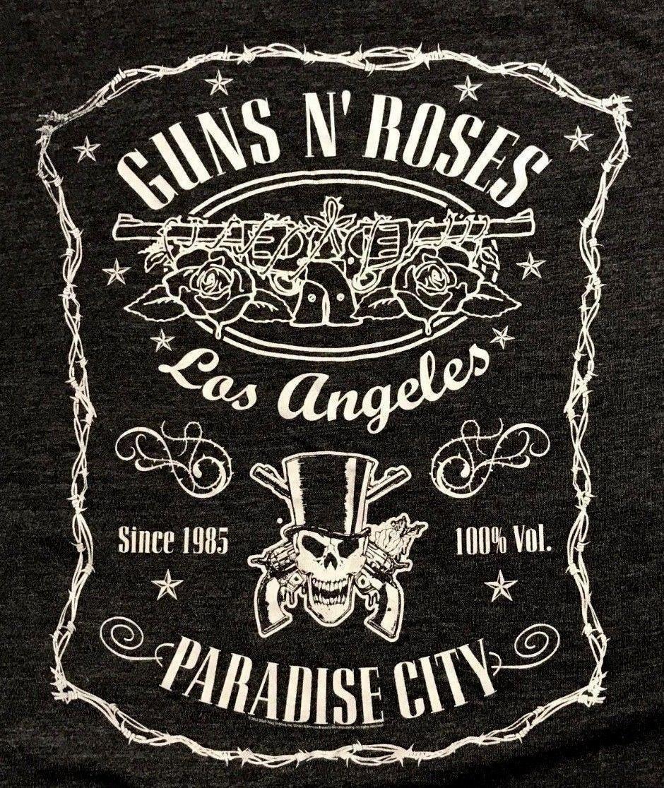 Paradise City Logo - GUNS N ROSES LOS ANGELES PARADISE CITY T SHIRT ADULT 2XL Xxl GRAY S