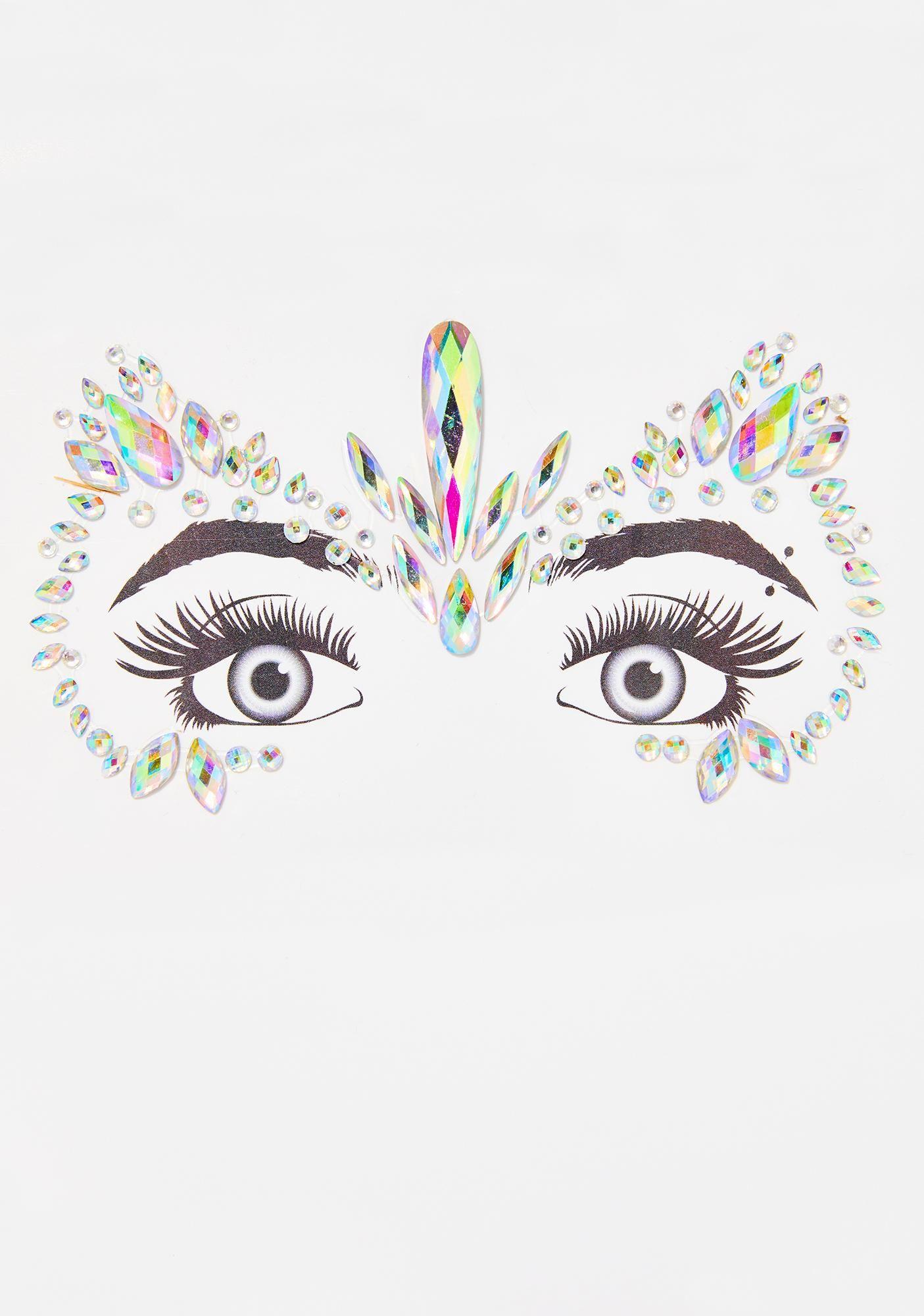 Goddess Face Logo - Iridescent Goddess Eye Face Gems | Dolls Kill