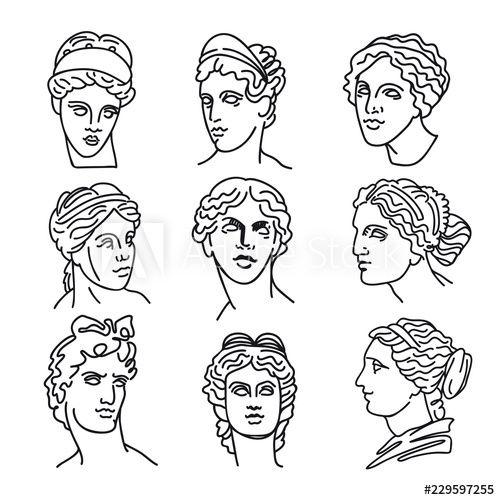 Goddess Face Logo - Venus, the ancient Greek goddess of love and god Apollo, vector