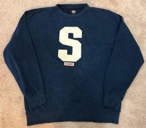 90s Stussy S Logo - Vintage Stussy Sweatshirt Crew OG S Logo 90s Navy Blue Sz M | eBay