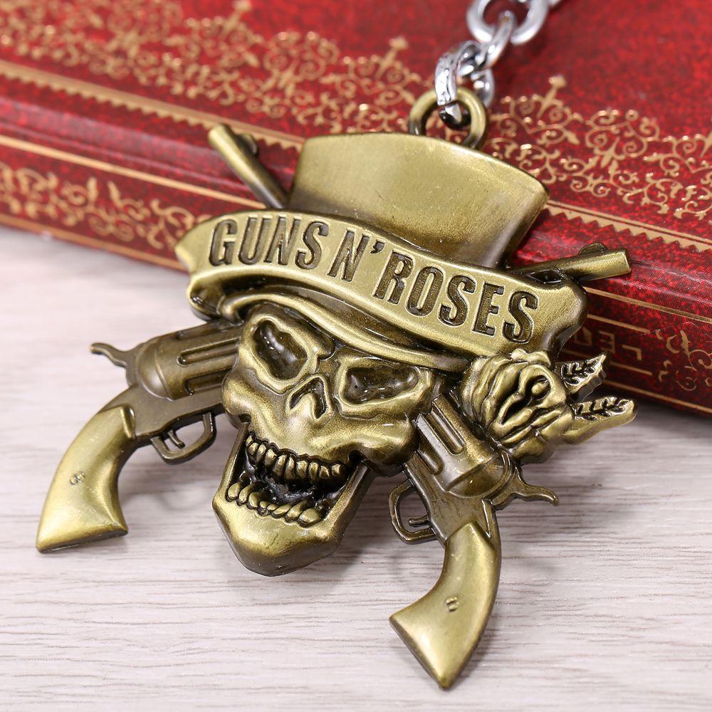 Guns and Gold Logo - HSIC Dropshipping Guns N' Roses Skull Head Logo Keychain Gold/Silver ...