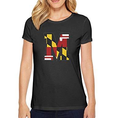 Maryland M Logo - Amazon.com: SNB WY Maryland M Logo Cute Short Sleeve Shirts Womens ...