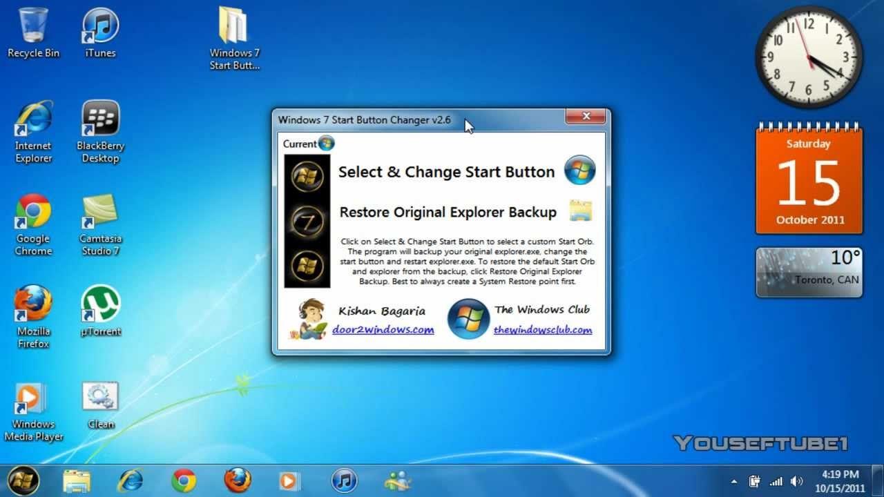Windows 7 Start Logo - How to Change Windows 7 Start Button Orb - YouTube