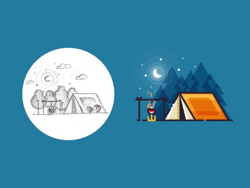 Camping Paradise Logo - Camping sketch to result by Infographic Paradise. Dribbble