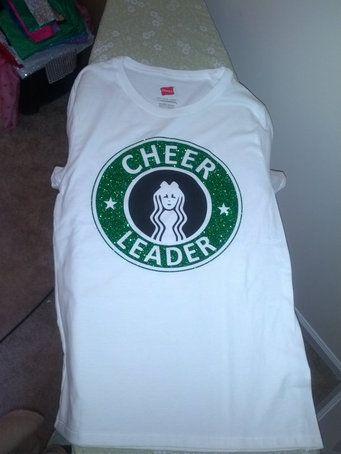 Starbucks Cheerleader Logo - GLITTER STARBUCKS INSPIRED CHEERLEADER TSHIRT. BY IHEARTCHEERBOWZ