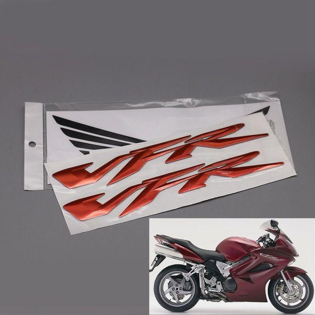 Red Gold F Logo - Red / Chrome / Gold Motorcycle 3D VFR Logo Decals Sticker For Honda ...