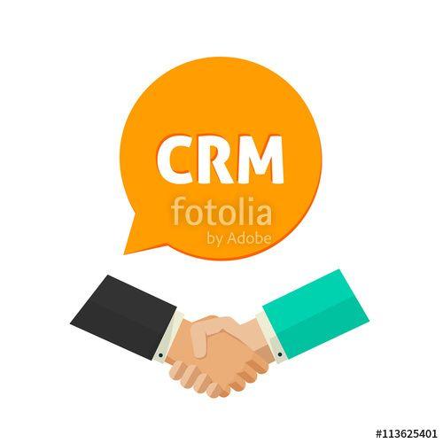Shaking Hands Logo - CRM vector icon, customer relationship management logo label