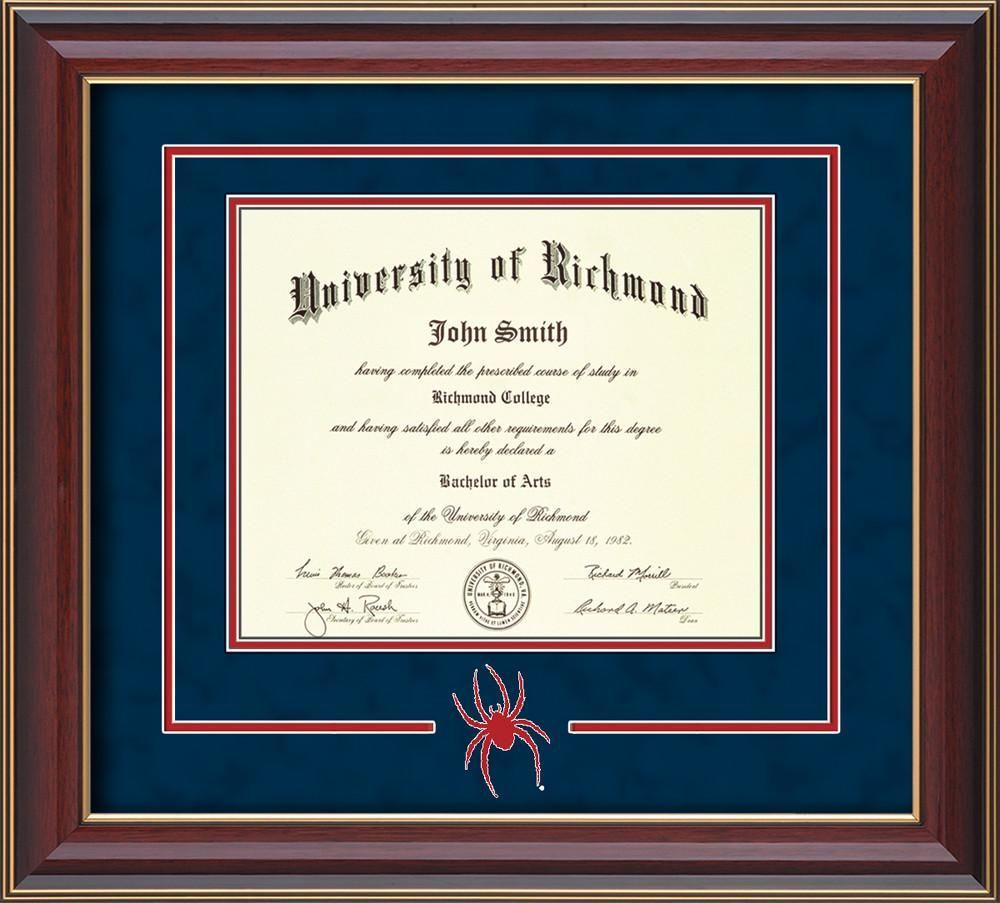 Red F Frames Logo - University Of Richmond Diploma Frame Cherr Lacquer 3D Cut Out Navy