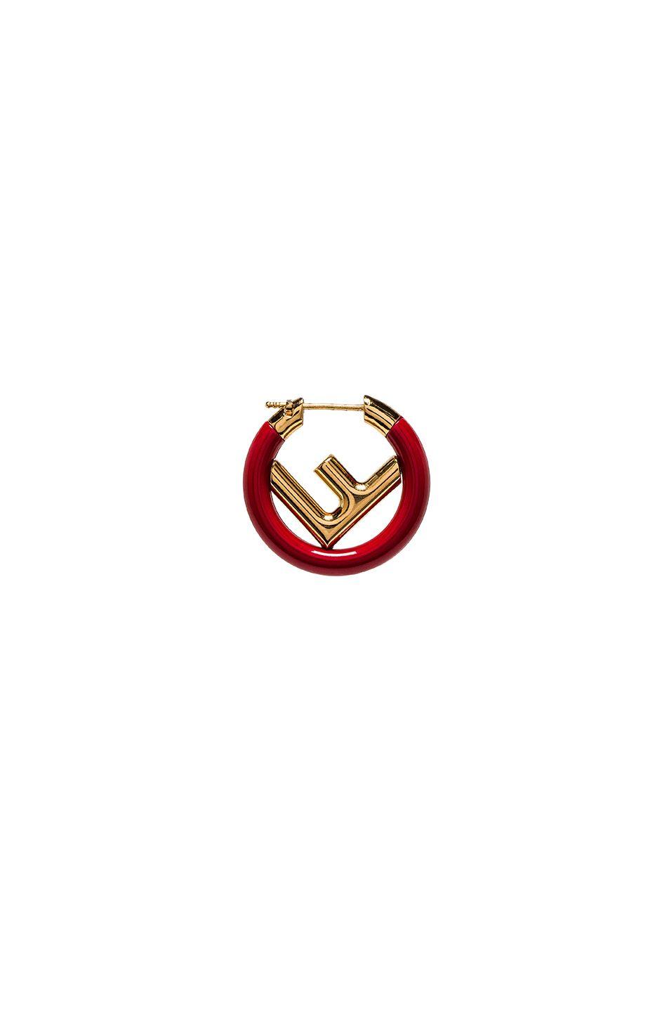 Red Gold F Logo - Fendi F is Fendi Earring in Red & Gold | FWRD